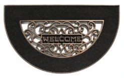 HAMAT Buitenmat Mathara Halfrond - 70x45cm - Naturel/Zwart - Deurmat