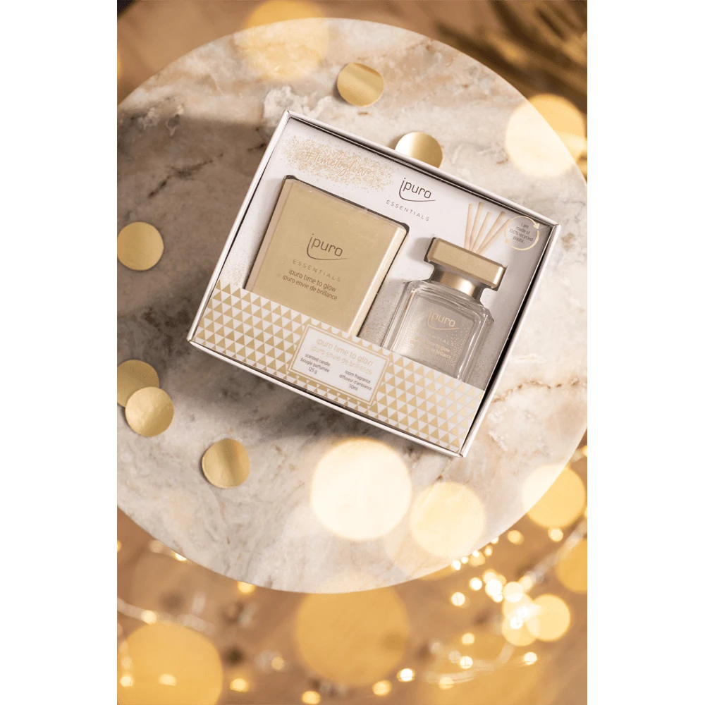 Ipuro Time To Glow 50ml + 125g - Geurstokjes & Geurkaars 2 Ipuro Time To Glow 50ml + 125g - Geurstokjes & Geurkaars - Afbeelding 2