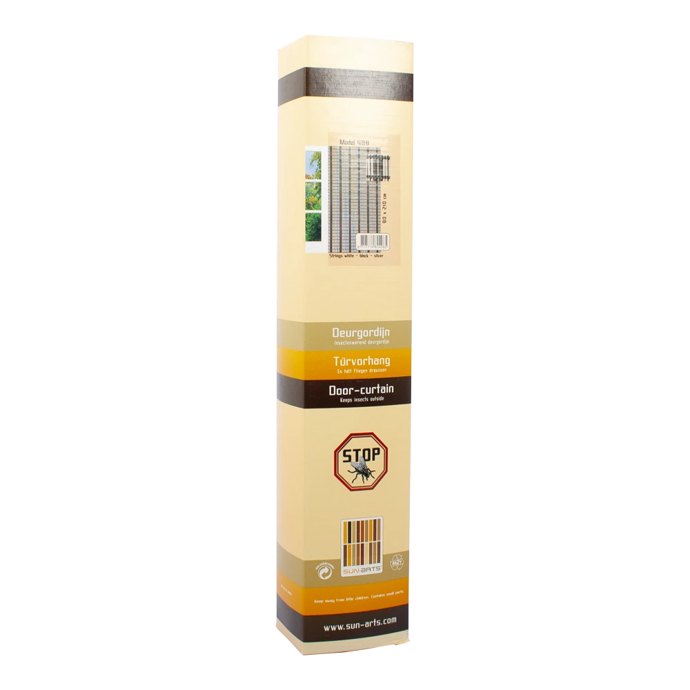 Vliegengordijn Banen - Wit/Zwart/Zilver - 90 X 210cm - Sun-Arts - Afbeelding 2