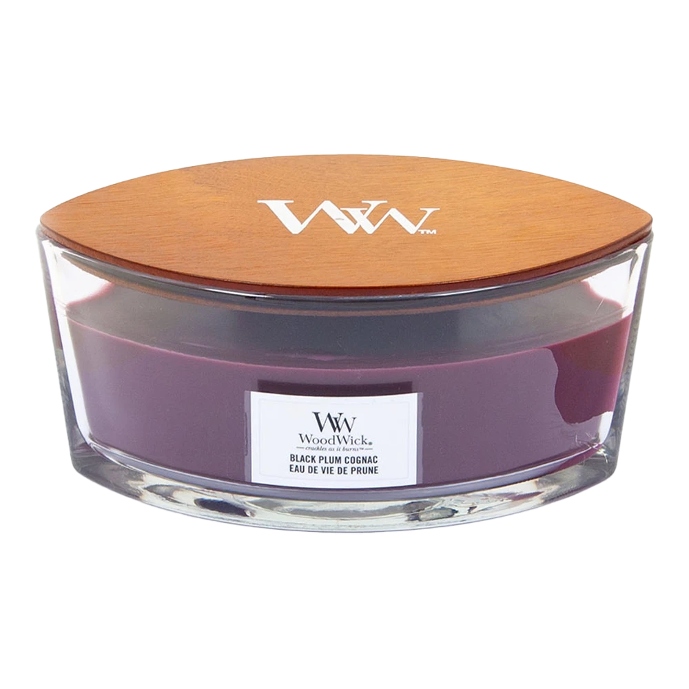 Woodwick Black Plum Cognac Ellipse Candle - Geurkaars 1 Woodwick Black Plum Cognac Ellipse Candle - Geurkaars