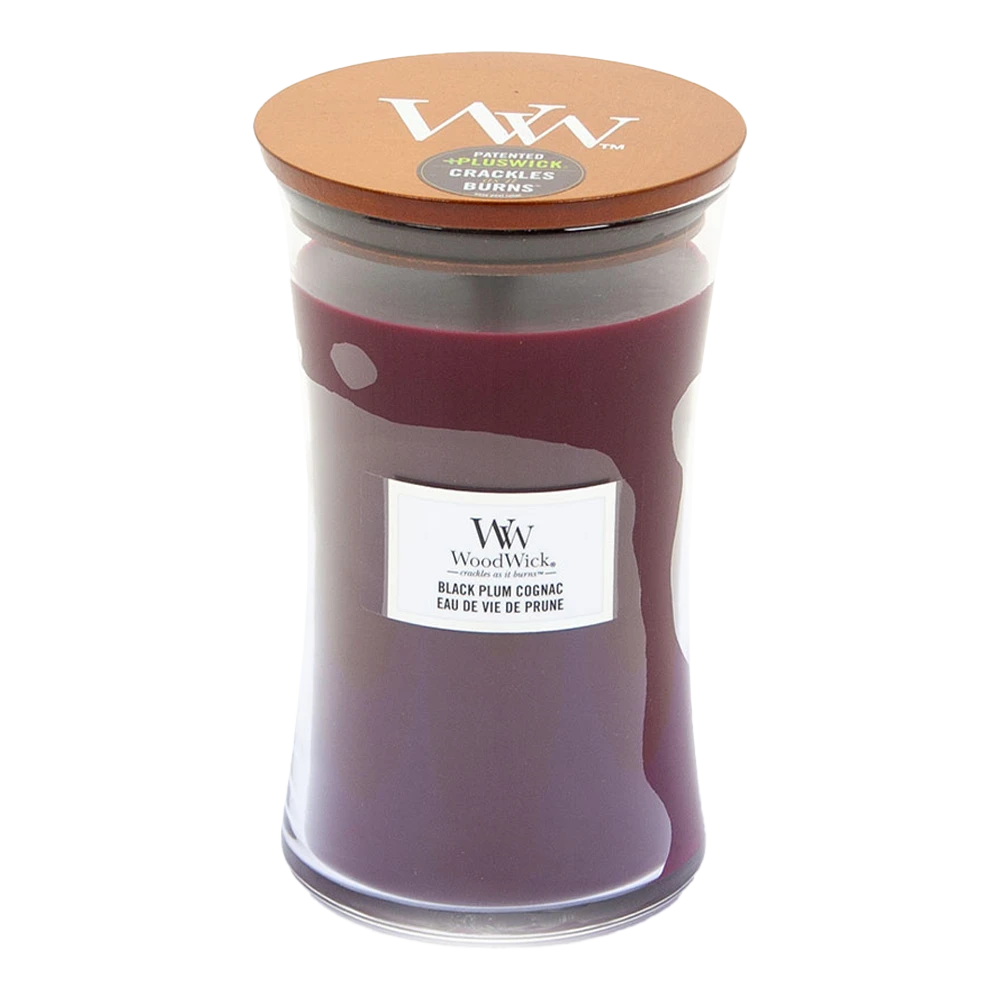 Woodwick Black Plum Cognac Large Candle - Geurkaars 1 Woodwick Black Plum Cognac Large Candle - Geurkaars