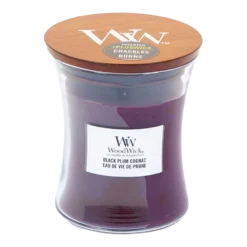 Woodwick Black Plum Cognac Medium Candle - Geurkaars