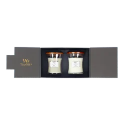 Woodwick Deluxe Gift Set Medium Candles Fireside & Linen - Geurkaars