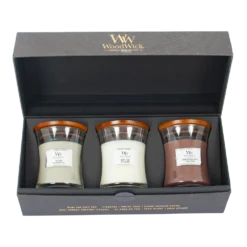 Woodwick Deluxe Gift Set Mini Jar Woody - Geurkaars