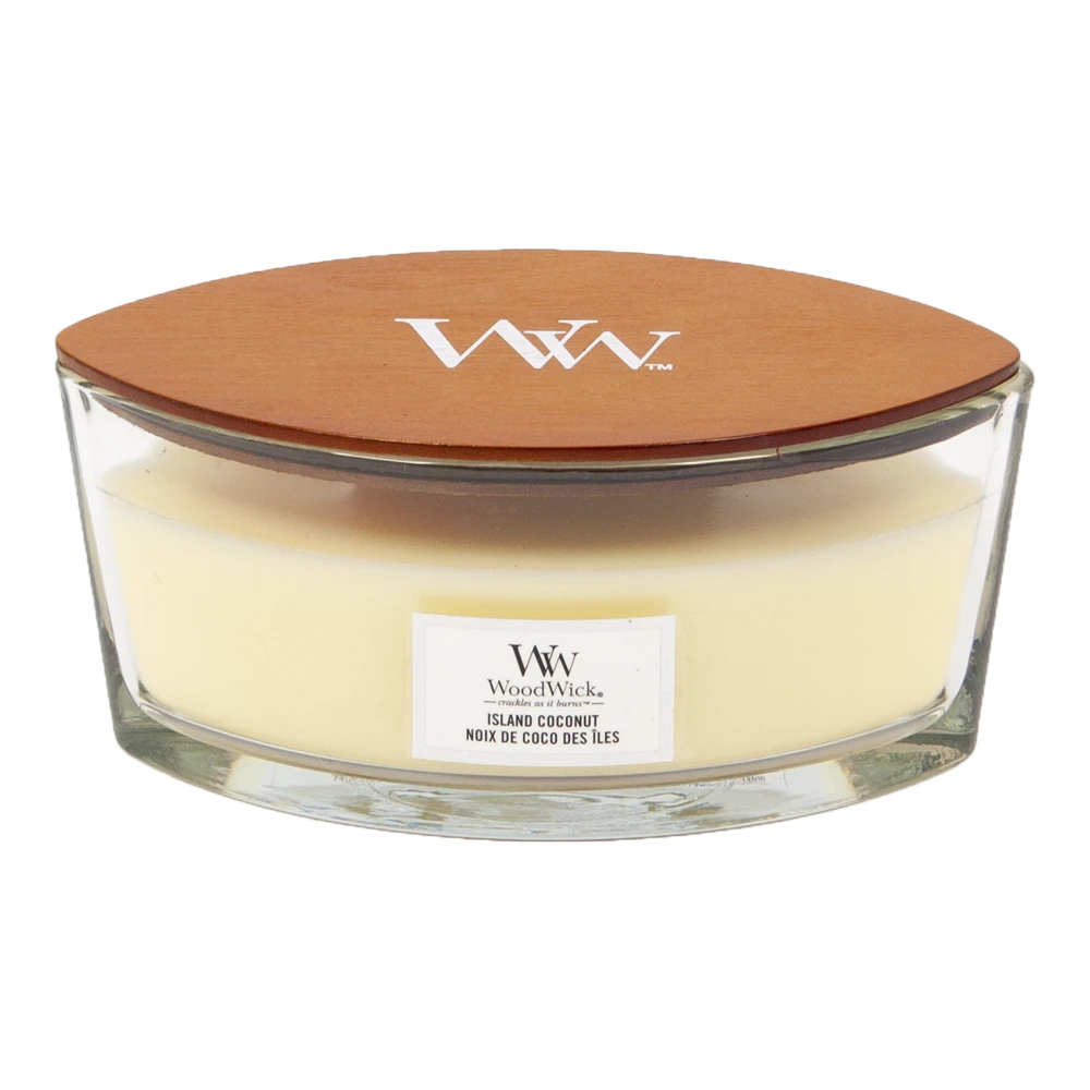Woodwick Island Coconut Ellipse Candle - Geurkaars 1 Woodwick Island Coconut Ellipse Candle - Geurkaars