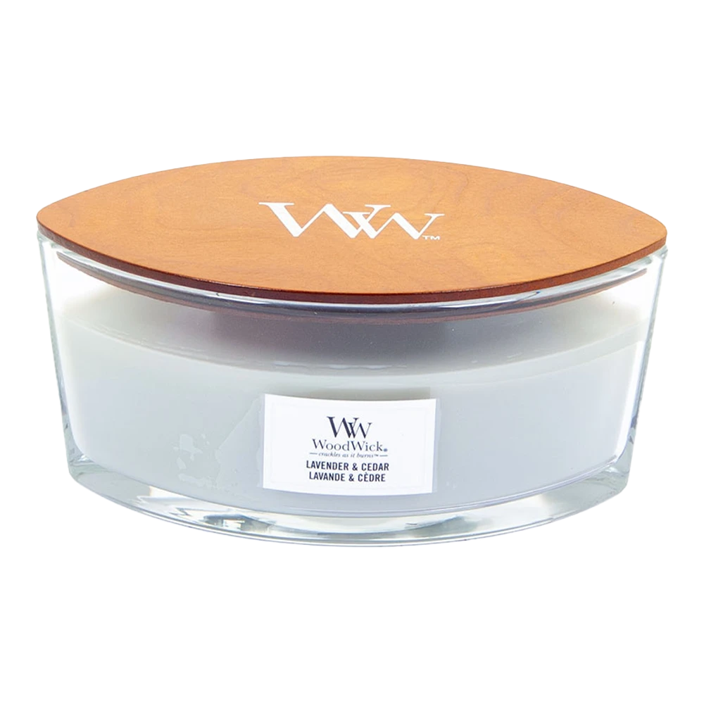 Woodwick Lavender & Cedar Ellipse Candle - Geurkaars 1 Woodwick Lavender & Cedar Ellipse Candle - Geurkaars