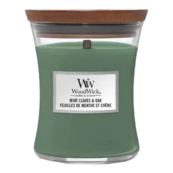 Woodwick Mint Leaves & Oak Medium Candle - Geurkaars