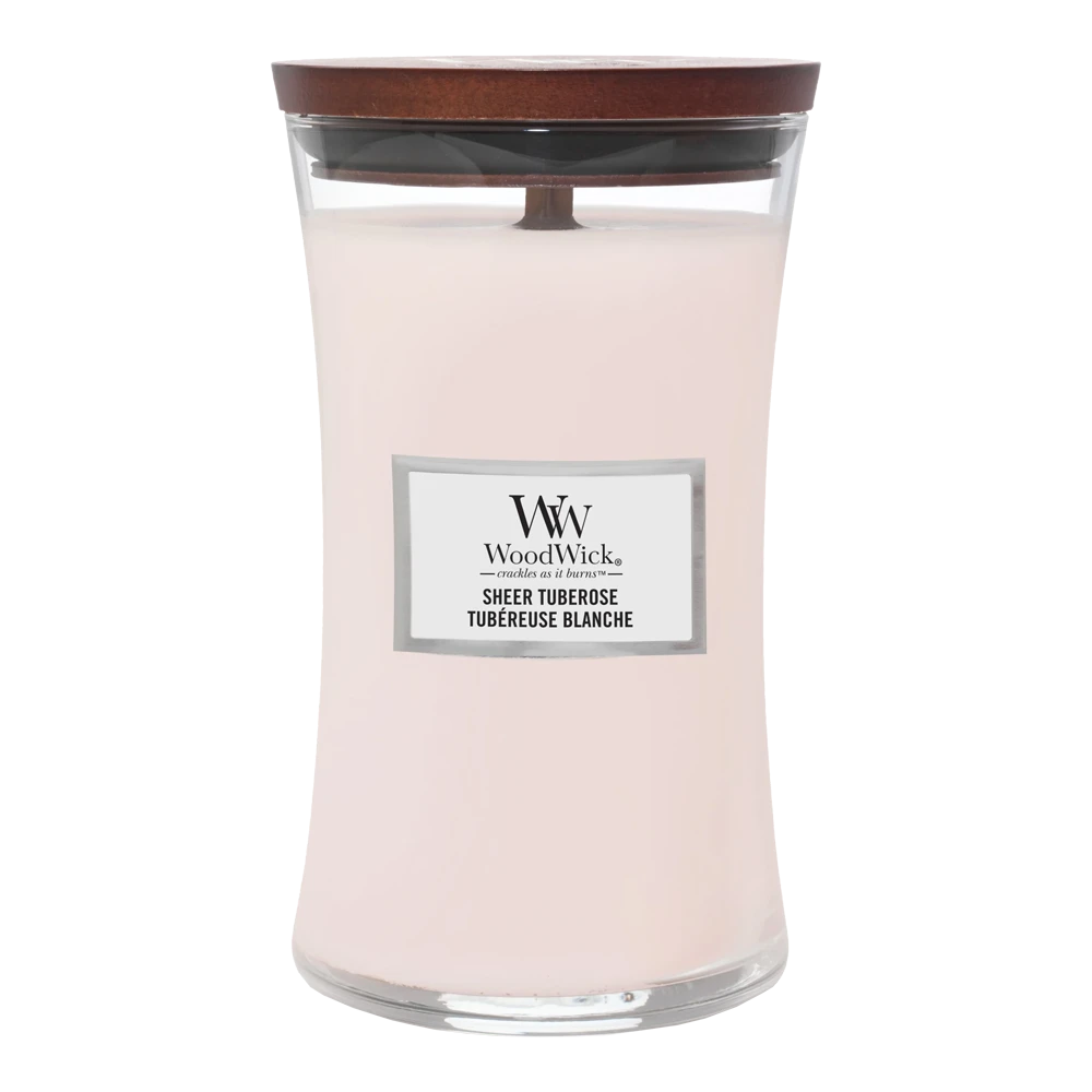 Woodwick Sheer Tuberose Large Candle - Geurkaars 1 Woodwick Sheer Tuberose Large Candle - Geurkaars