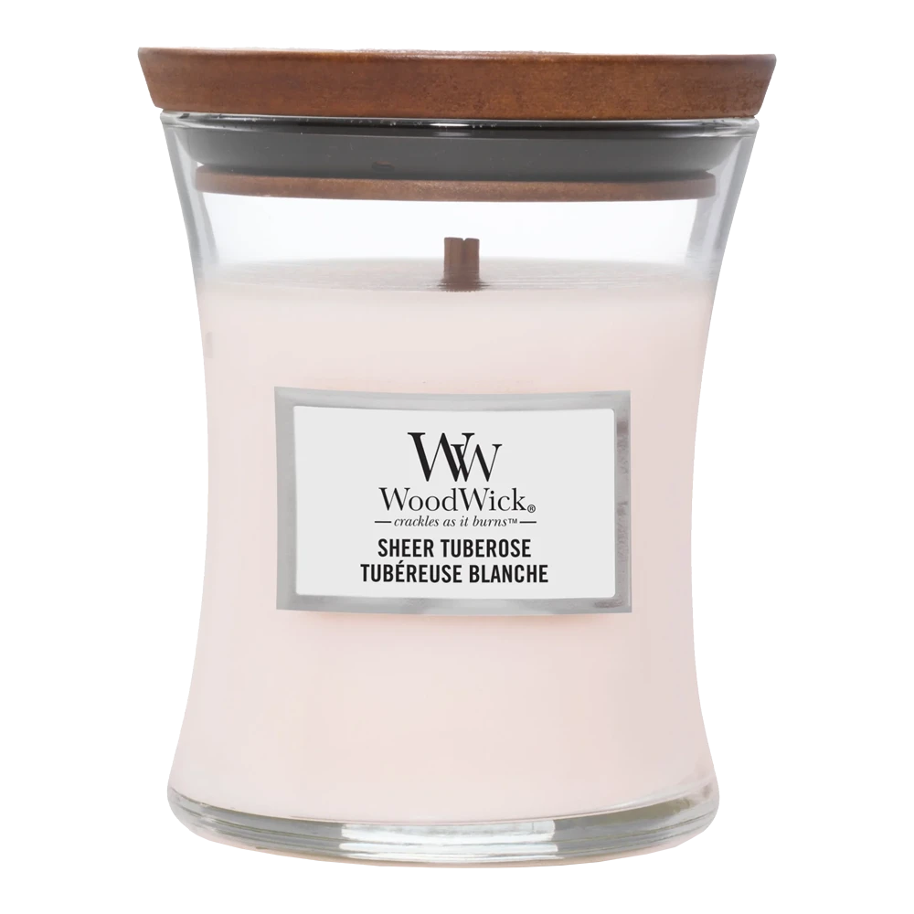 Woodwick Sheer Tuberose Medium Candle - Geurkaars 1 Woodwick Sheer Tuberose Medium Candle - Geurkaars