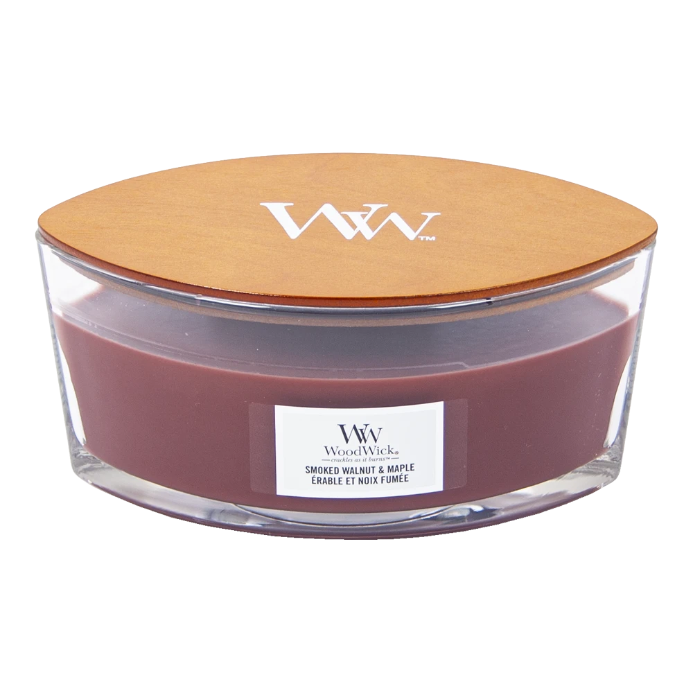 Woodwick Smoked Walnut & Maple Ellipse Candle - Geurkaars 1 Woodwick Smoked Walnut & Maple Ellipse Candle - Geurkaars