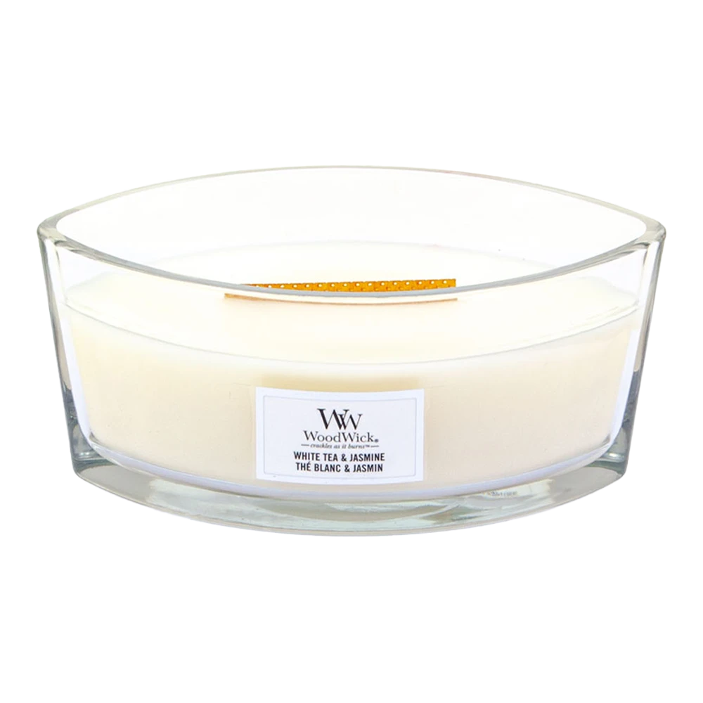 Woodwick White Tea & Jasmine Ellipse Candle - Geurkaars 2 Woodwick White Tea & Jasmine Ellipse Candle - Geurkaars - Afbeelding 2