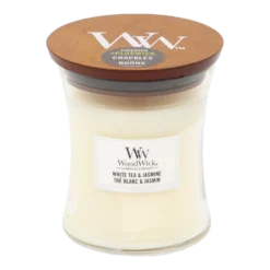 Woodwick White Tea & Jasmine Medium Candle - Geurkaars