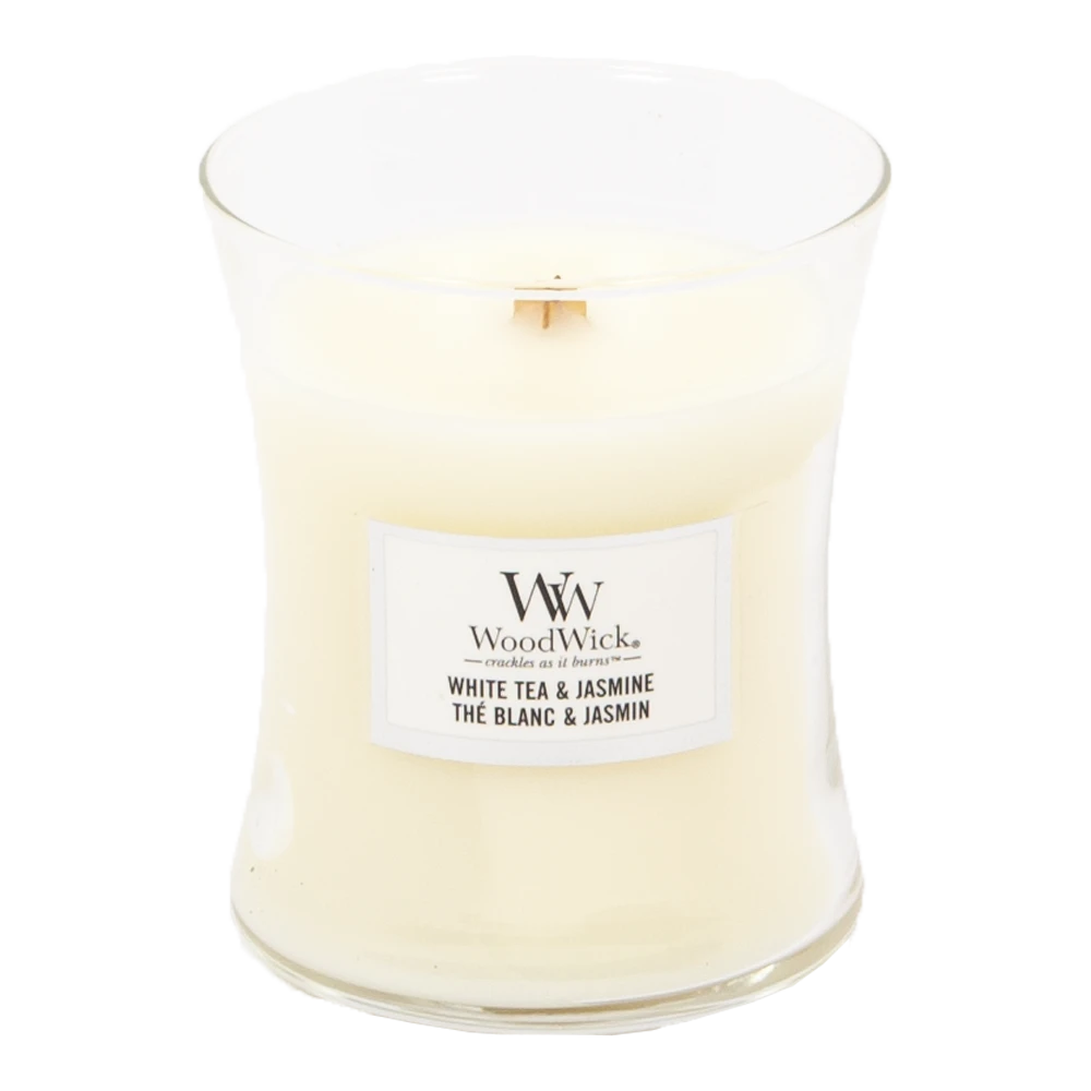 Woodwick White Tea & Jasmine Medium Candle - Geurkaars 2 Woodwick White Tea & Jasmine Medium Candle - Geurkaars - Afbeelding 2