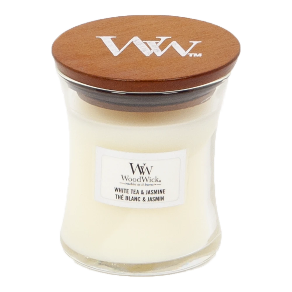 Woodwick White Tea & Jasmine Mini Candle - Geurkaars 1 Woodwick White Tea & Jasmine Mini Candle - Geurkaars